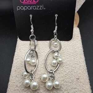 Paparazzi Silver Pearl Drop Earrings (1788)